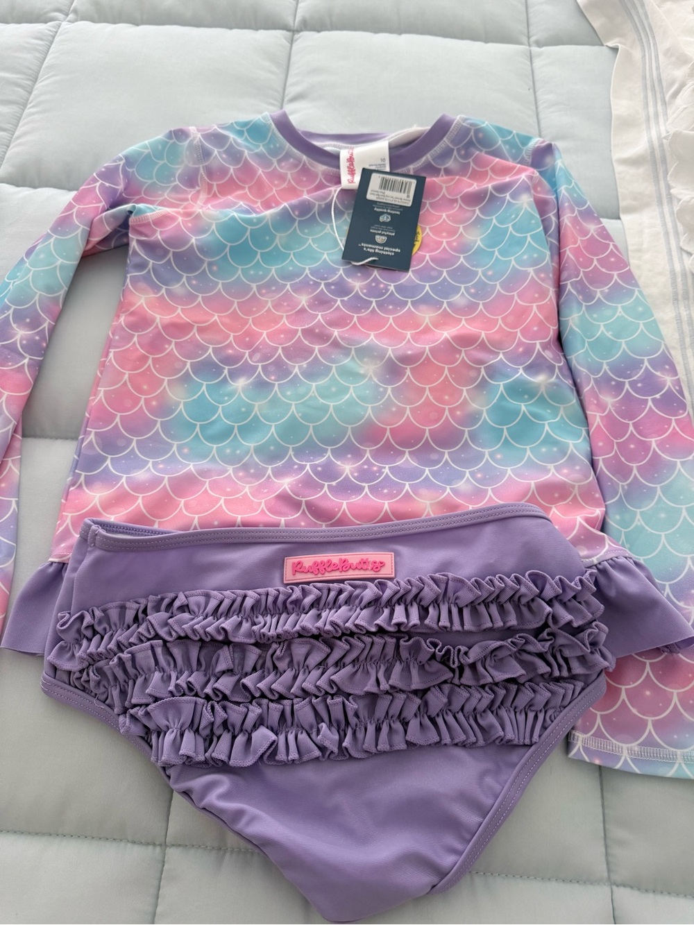 Girls' Purple Mermaid Ruffle Rash Guard Set - Picture 3 of 4